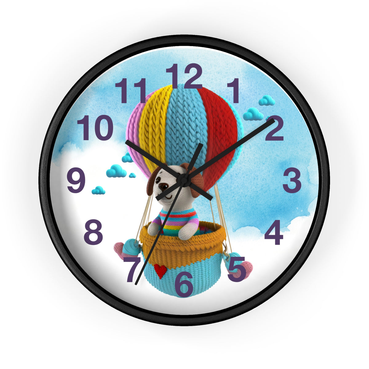 Dog in Hot Air Balloon Wall Clock