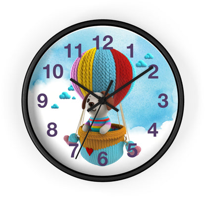 Dog in Hot Air Balloon Wall Clock