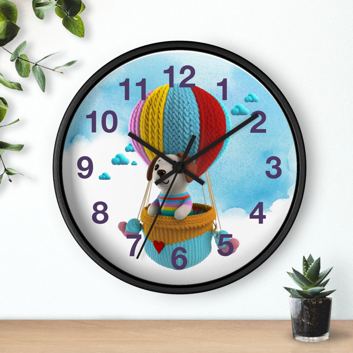 Dog in Hot Air Balloon Wall Clock