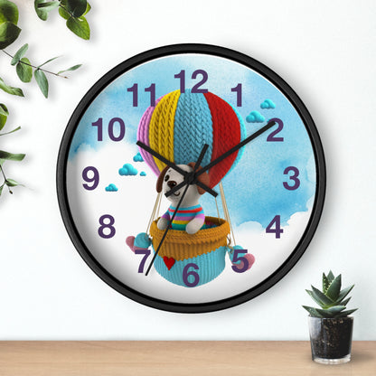 Dog in Hot Air Balloon Wall Clock