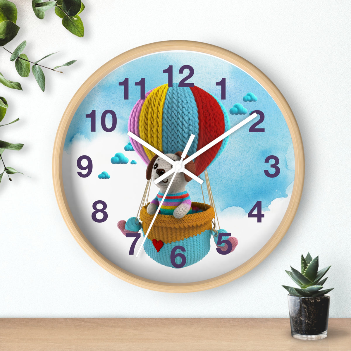 Dog in Hot Air Balloon Wall Clock