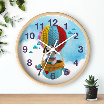 Dog in Hot Air Balloon Wall Clock