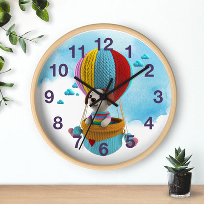 Dog in Hot Air Balloon Wall Clock
