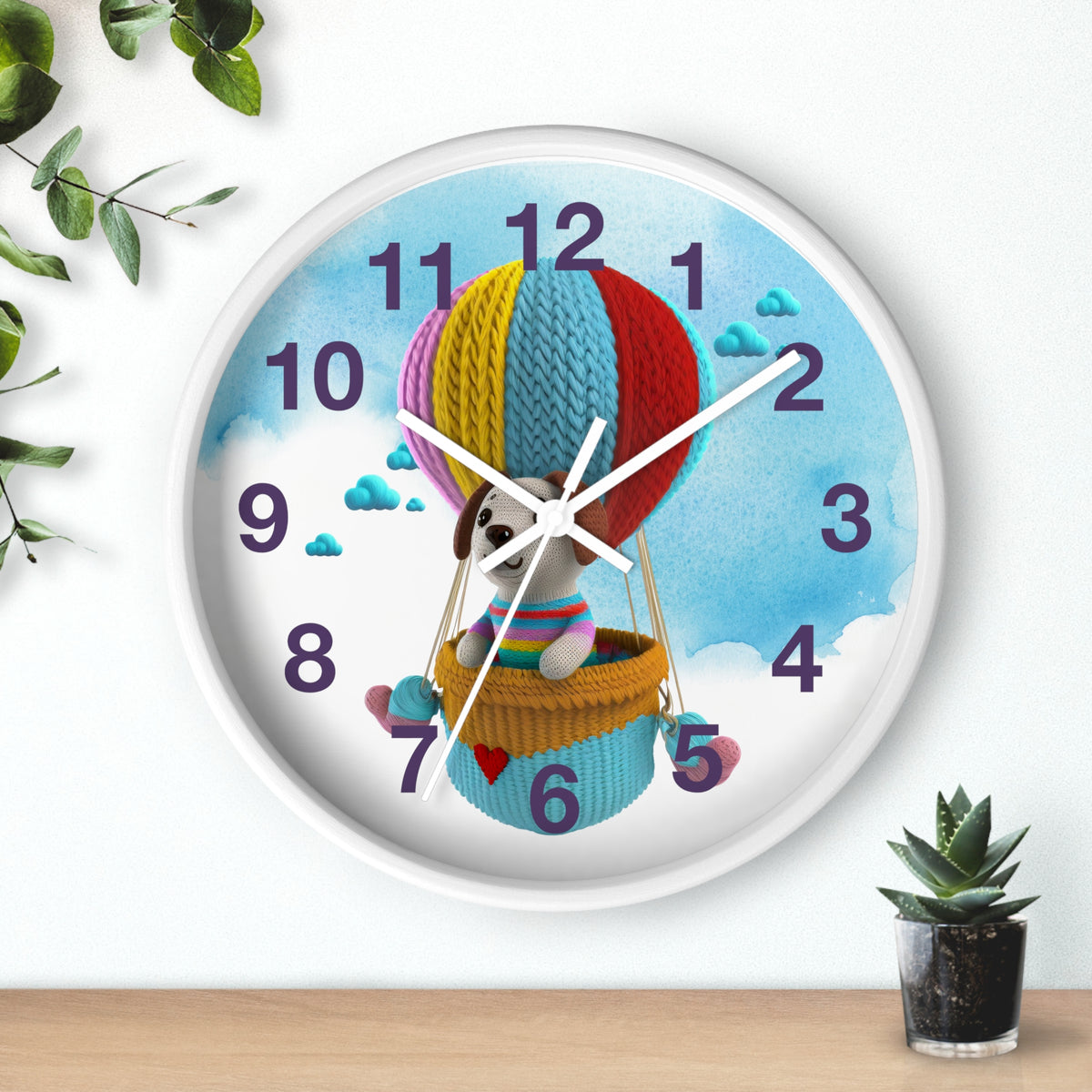 Dog in Hot Air Balloon Wall Clock