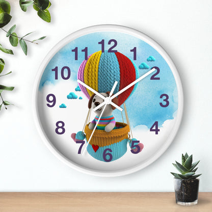 Dog in Hot Air Balloon Wall Clock