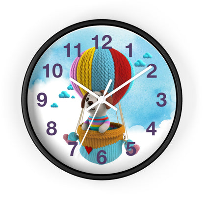 Dog in Hot Air Balloon Wall Clock