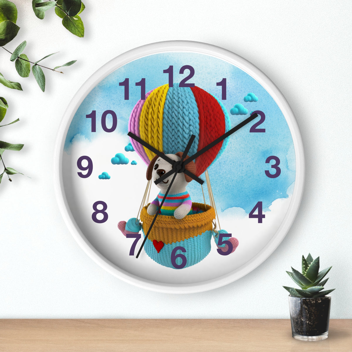 Dog in Hot Air Balloon Wall Clock