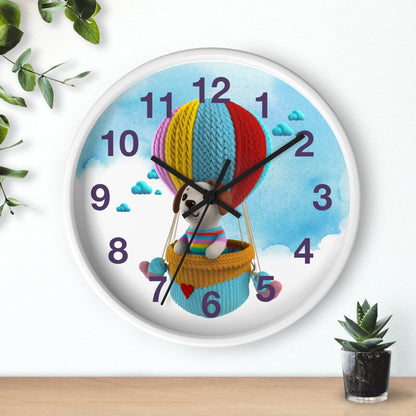Dog in Hot Air Balloon Wall Clock