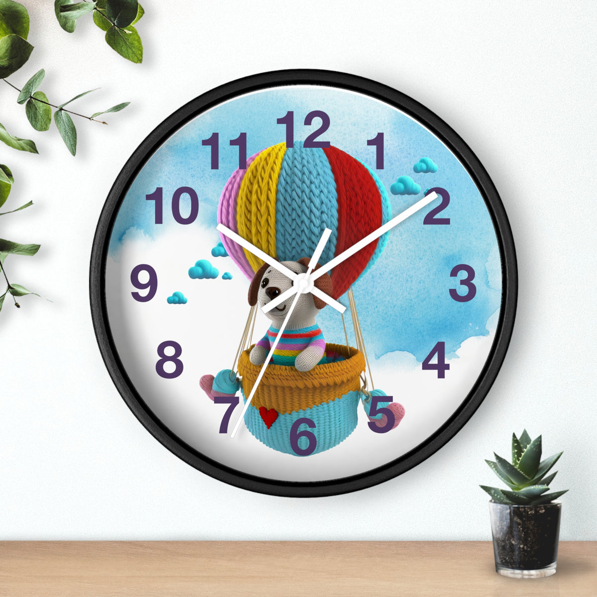 Dog in Hot Air Balloon Wall Clock