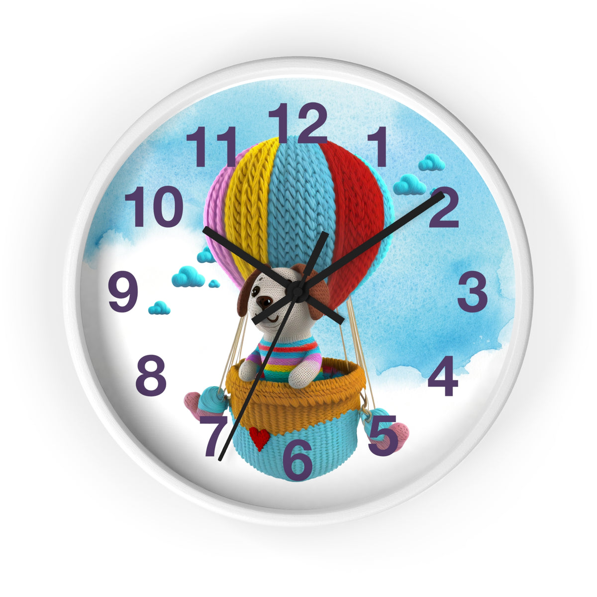 Dog in Hot Air Balloon Wall Clock