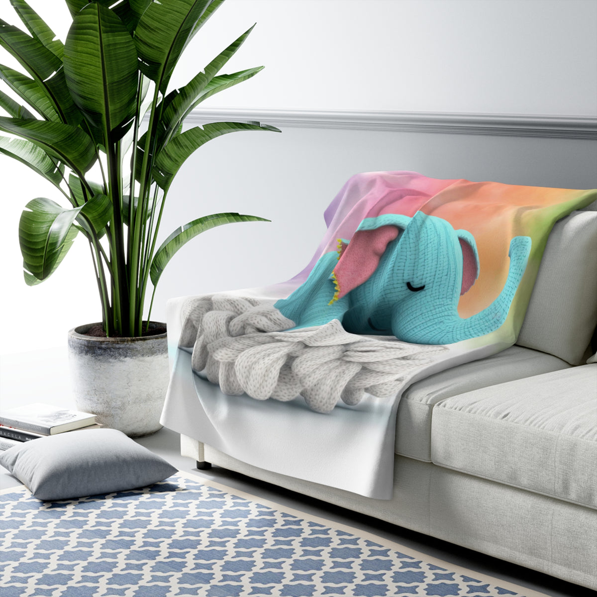 Cozy Sherpa Elephant Blanket - Throw