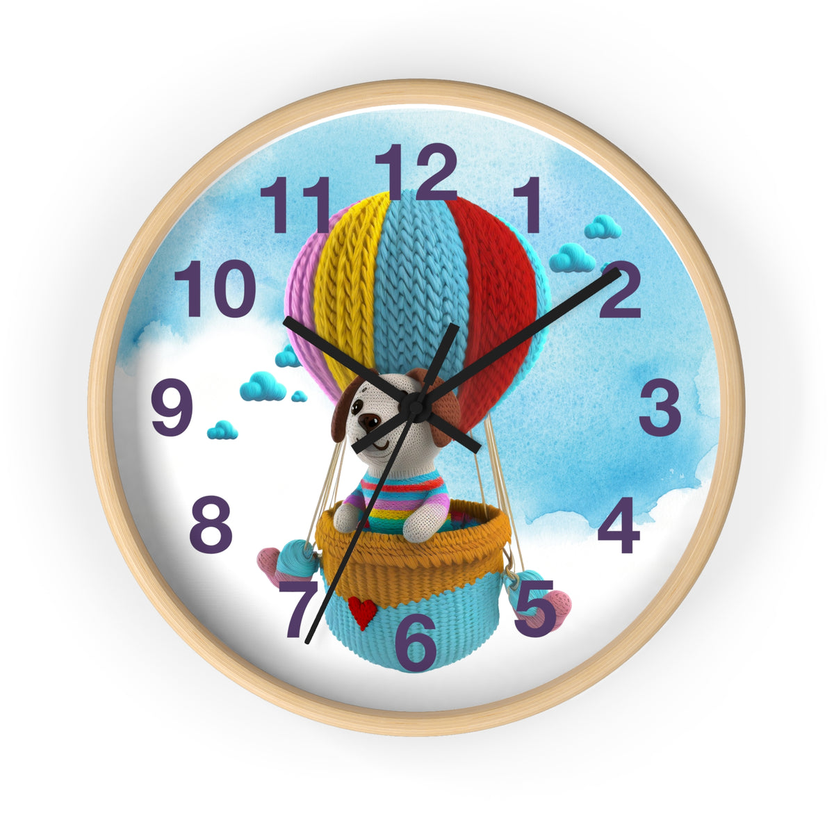 Dog in Hot Air Balloon Wall Clock